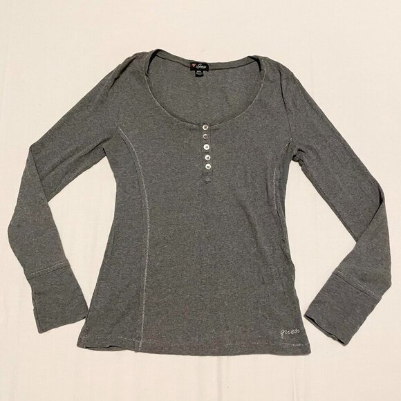 Guess Grey Long Sleeve Top Womens Size Medium Shirt - Picture 16 of 16